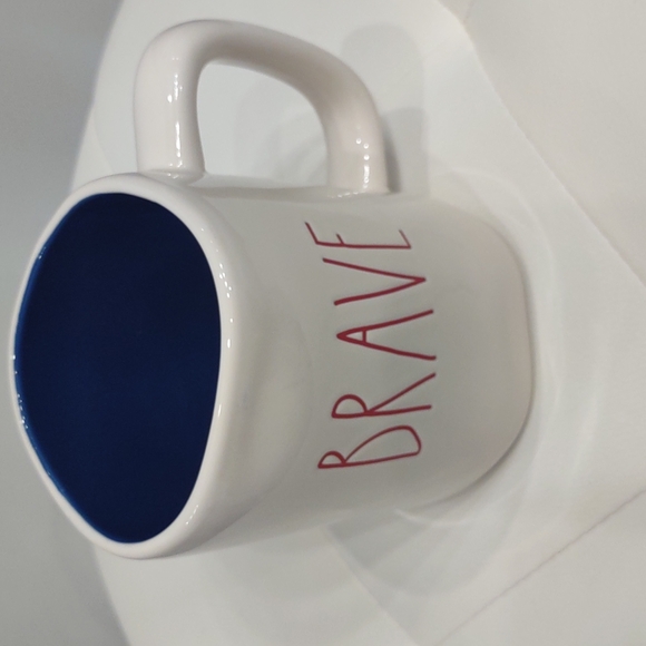 TWO BRAVE Hero Rae Dunn coffee mug blue USA Military Star spangled cutie Re - Picture 5 of 7